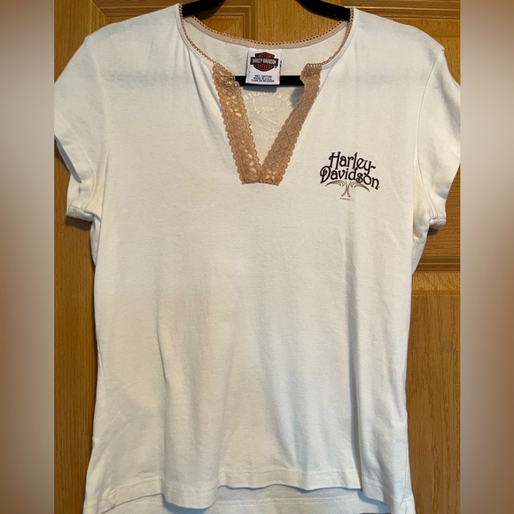 Vintage 00’s Harley Davidson Mesh V-Neck T-shirt - Picture 1 of 9